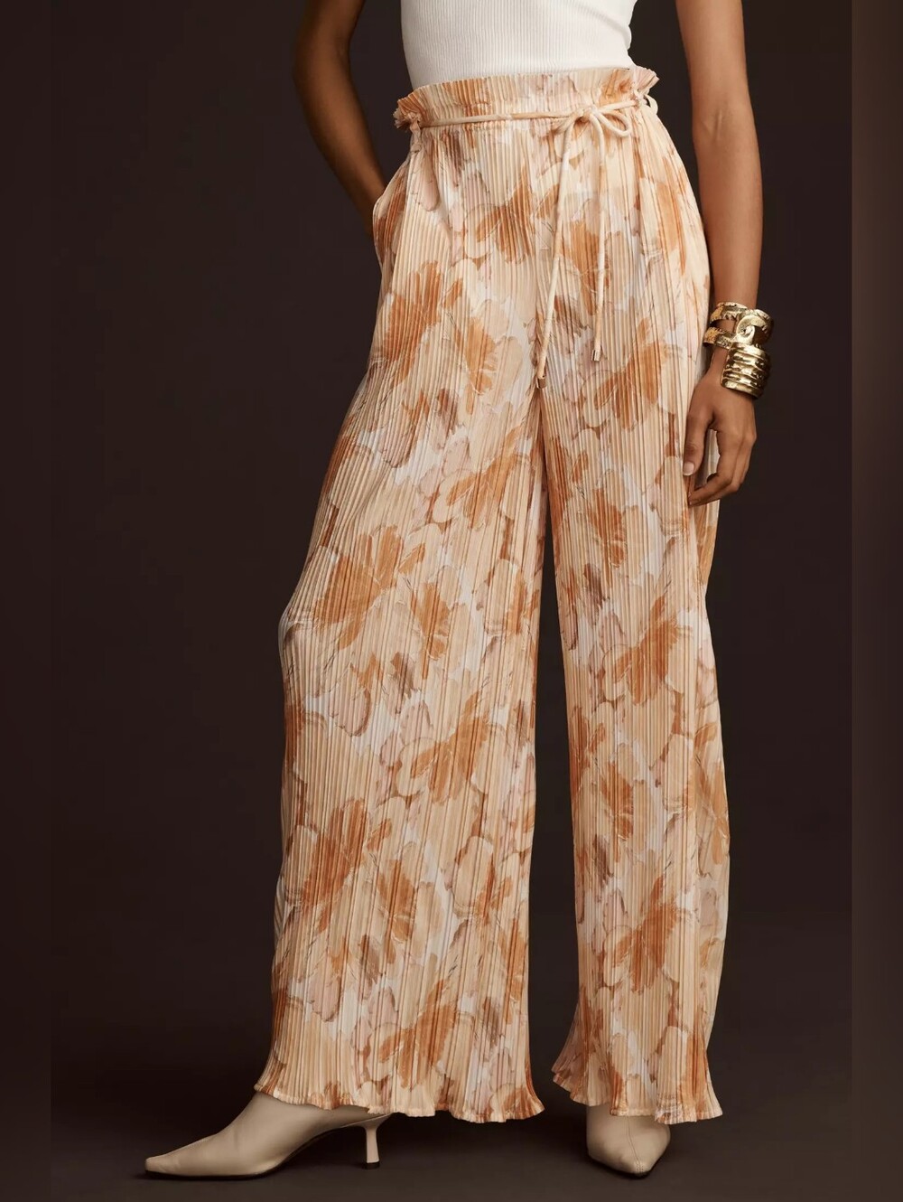 Anthropologie Significant Other Marlie Printed Plissé Pants Sz 10 NWT $256